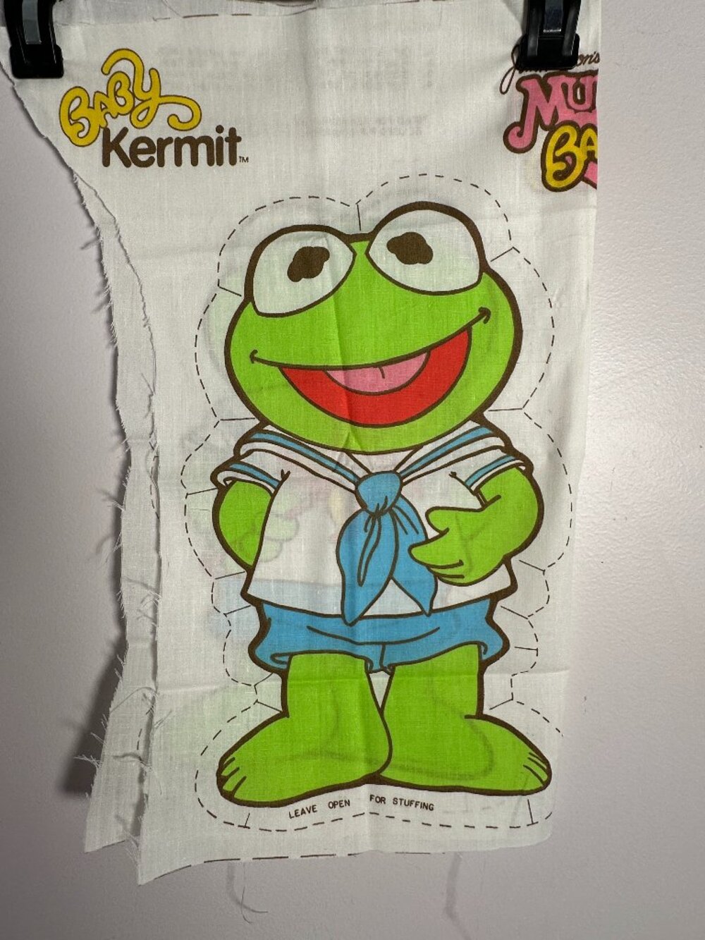 Vintage Jim Hensons Muppet Babies Baby Kermit Fabric Doll Stuffed Panel New NOS